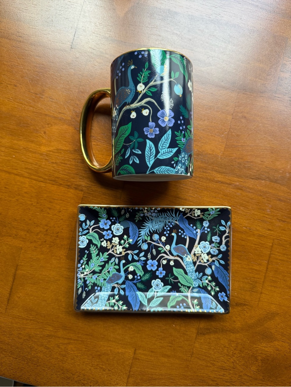 Rifle Paper Co. Porcelain Mug & Catchall Tray-Peacock